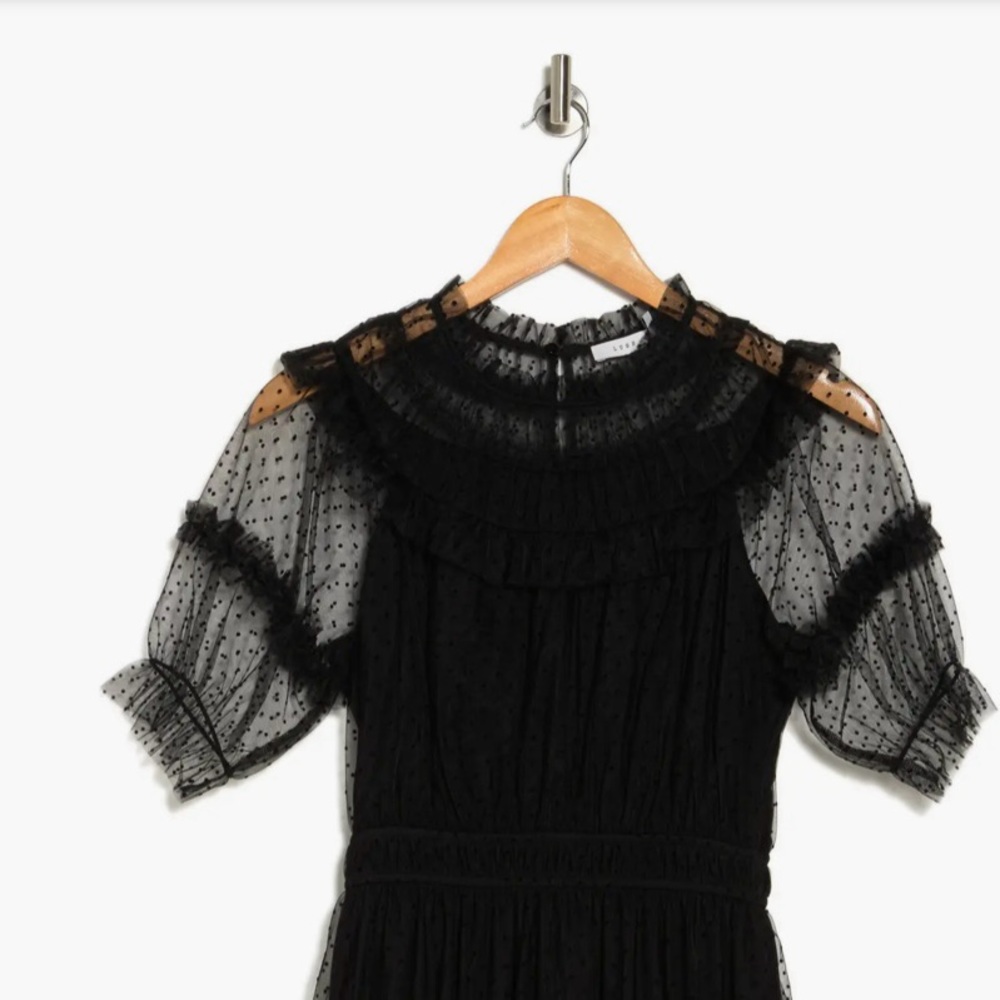 Mesh tulle appeal to a midi dress with puffy sleeves - Nordstrom